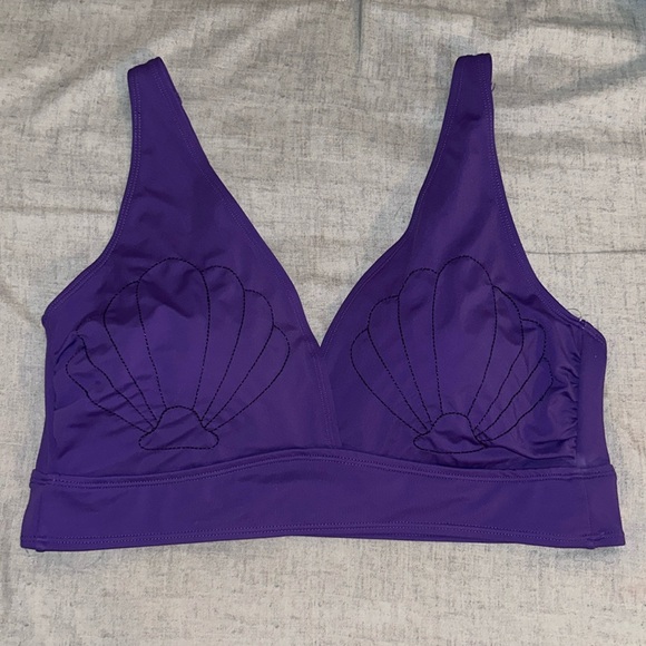 🆕 Disney The Little Mermaid Ariel Shell Purple Wireless Triangle Bikini Top 1Xl - Picture 4 of 10
